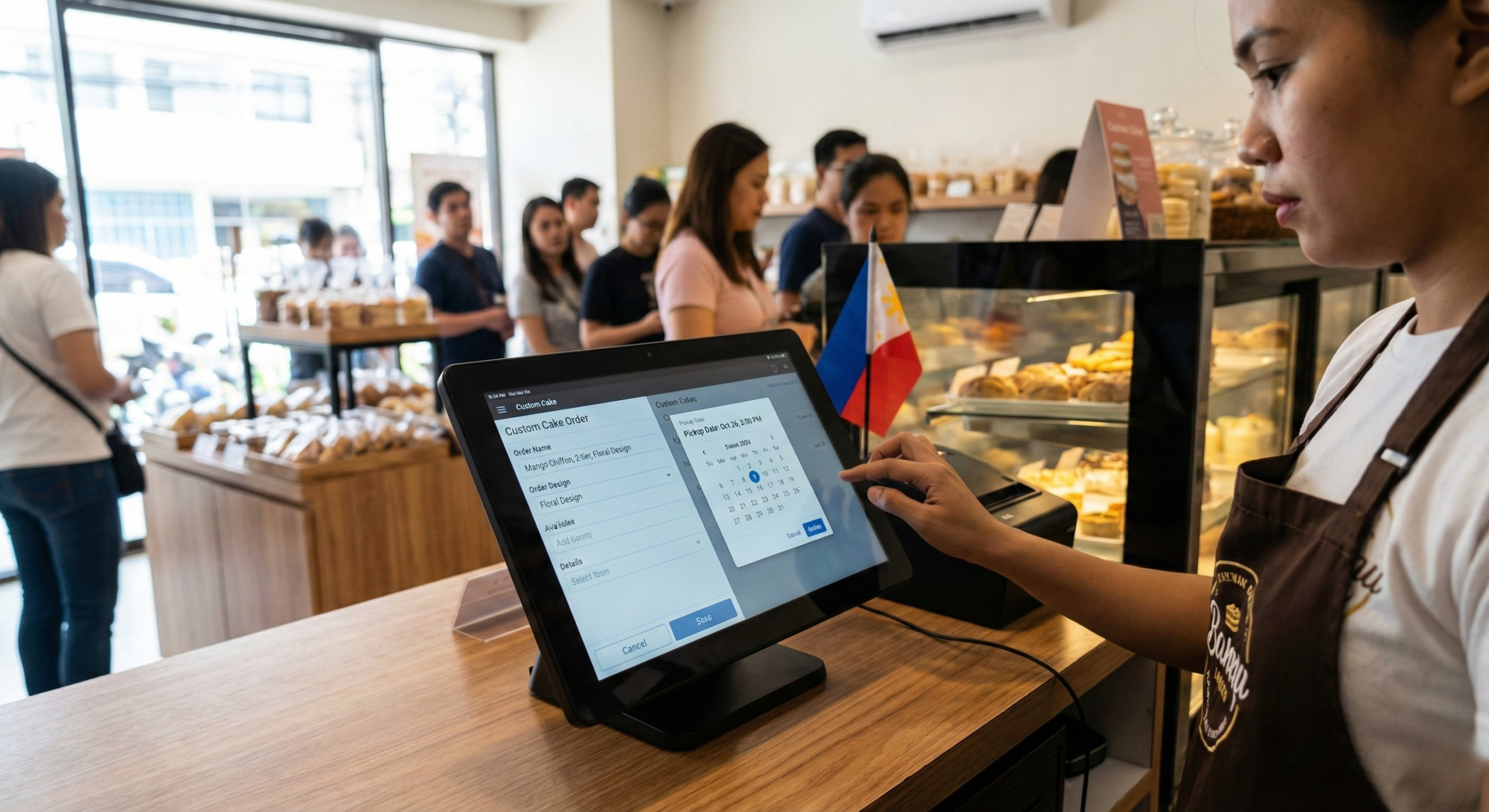 Bakery Counter With A Cashier Using A Touchscreen Point-Of-Sale System | Condor PH