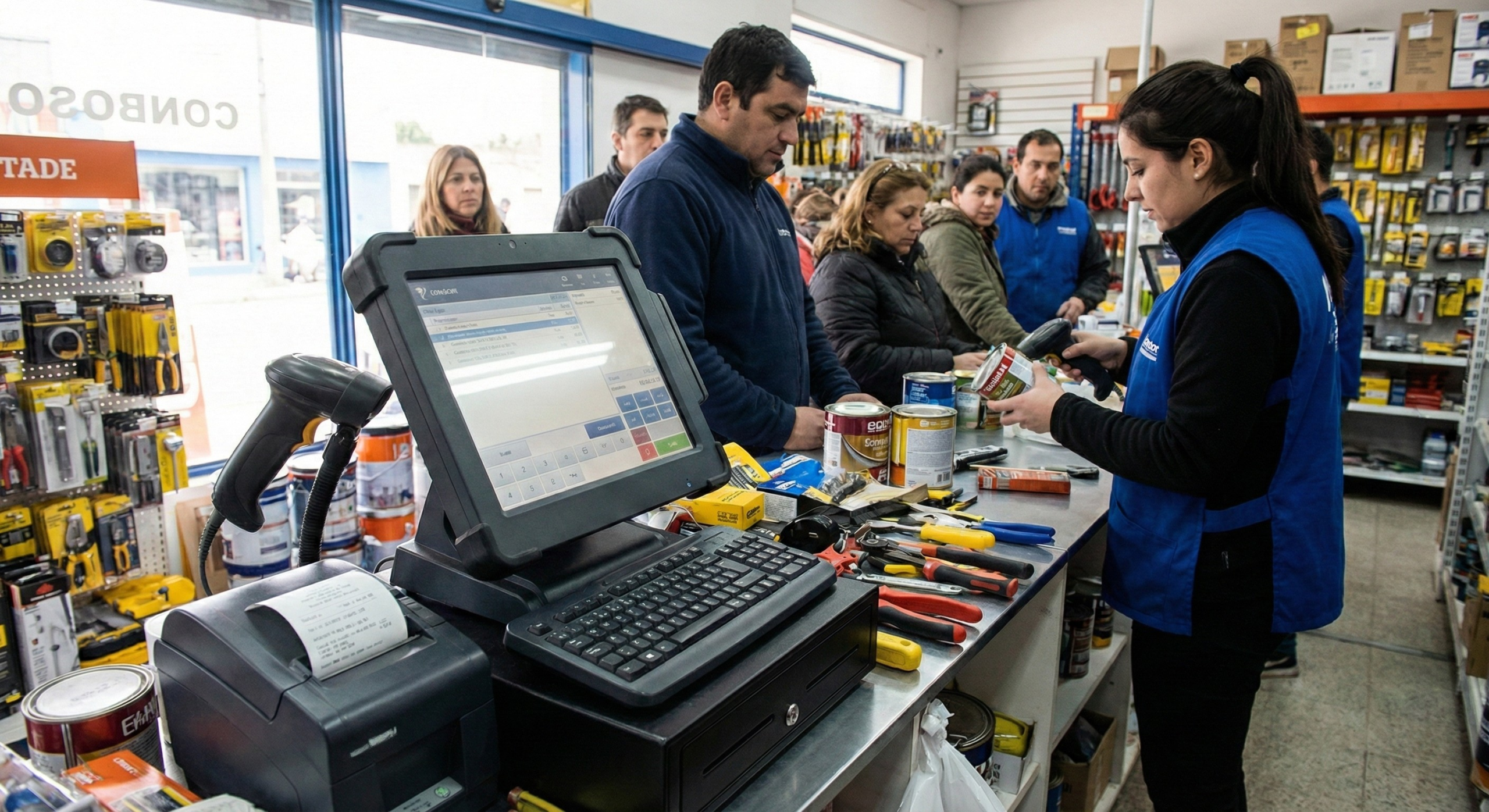 POS Terminal with Barcode Scanner and Receipt Printer in a Busy Hardware Store | Condor PH