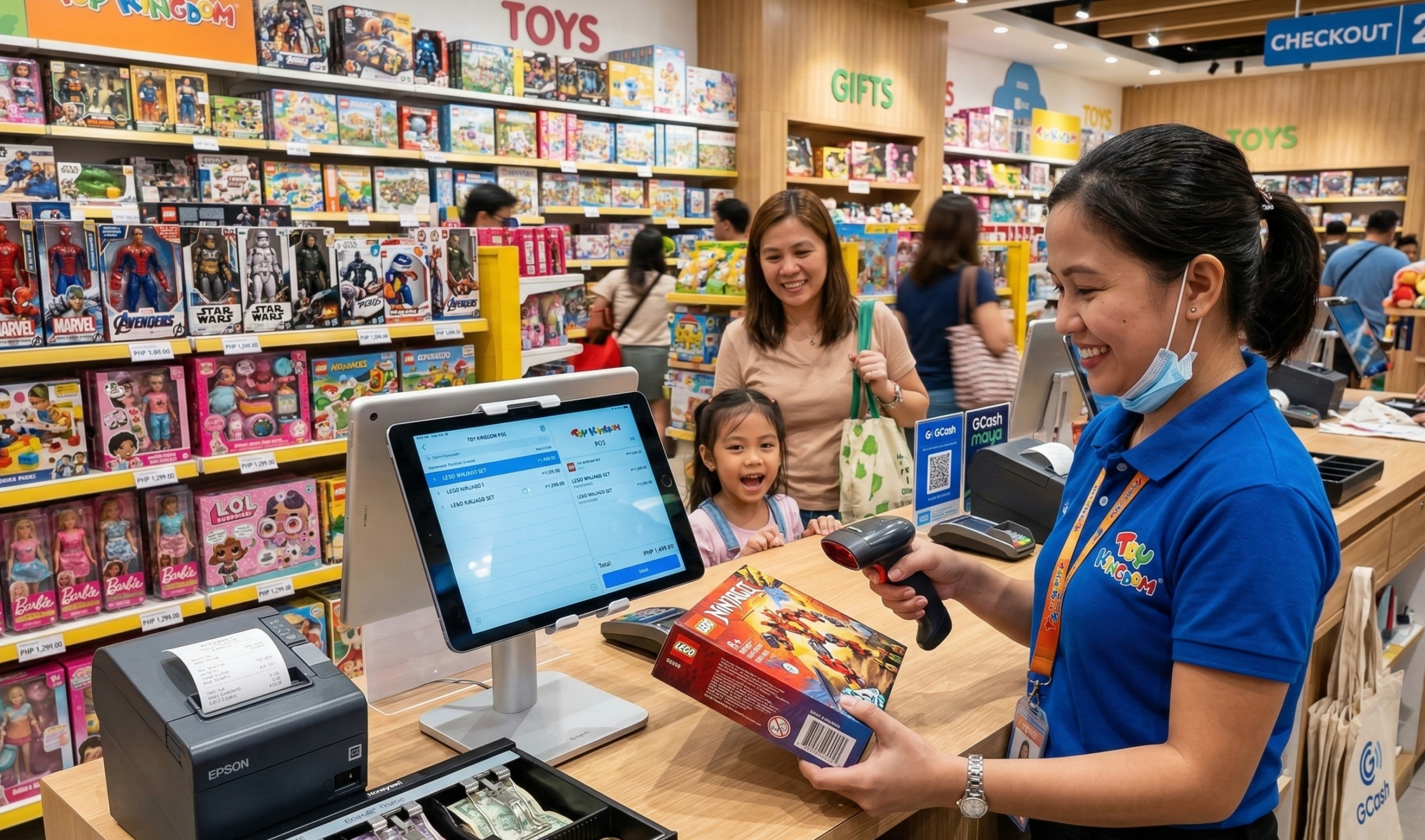 Toy Store POS System Checkout Counter With Barcode Scanner And Receipt Printer Philippines | Condor PH