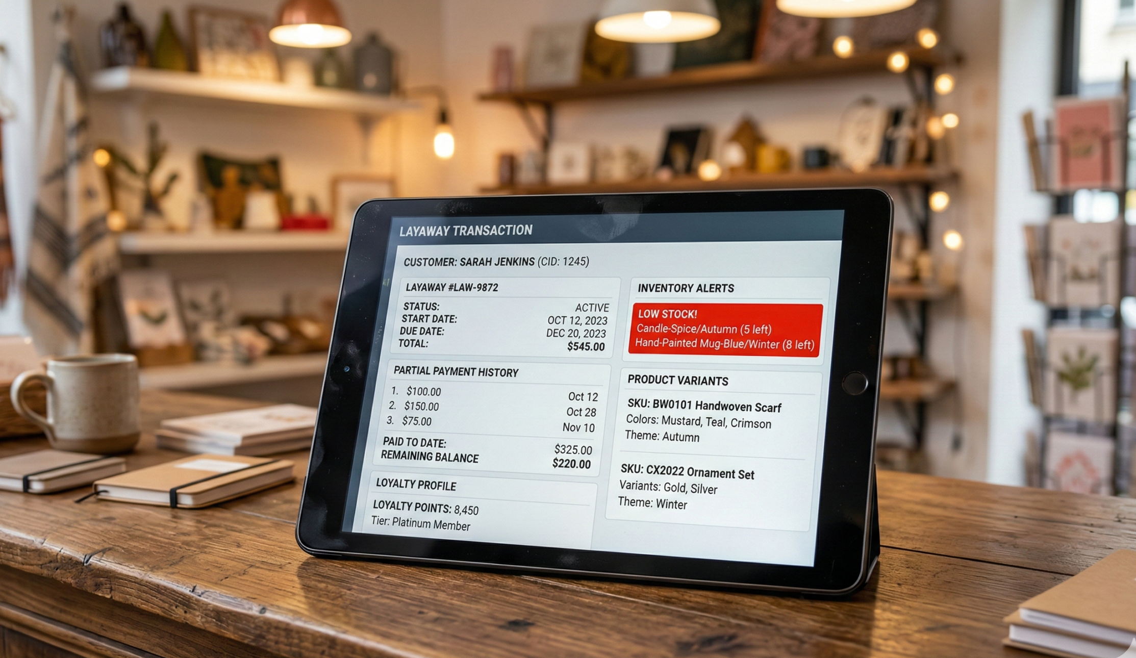 Gift Shop POS Software Displaying Layaways, Stock Alerts, and Customer Loyalty Features | Condor PH