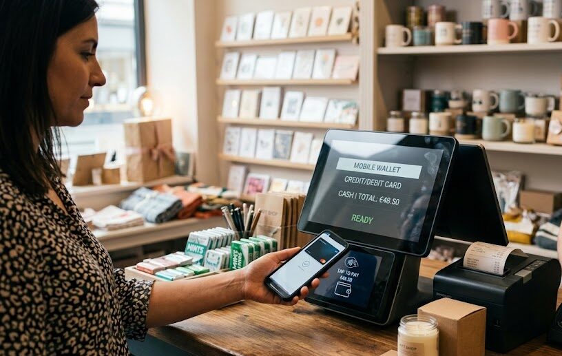 Gift Shop POS Terminal with Barcode Scanner and Mobile Payment at Checkout | Condor PH